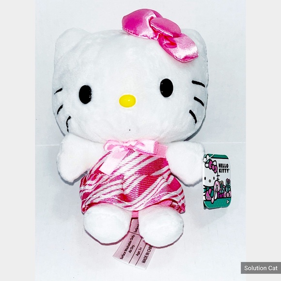 Sanrio Toys Hello Kitty Sanrio Plush Pink Candy Cane Stripe Christmas Dress Holiday Poshmark